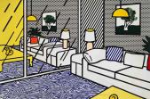 Roy Lichtenstein:Wallpaper with Blue Floor Interior